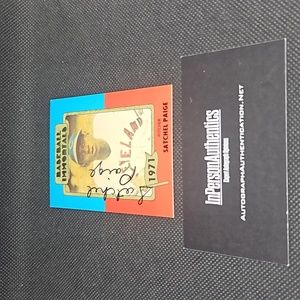 Satchel Paige autographed baseball immortals card inpersonauthentic.net coa .